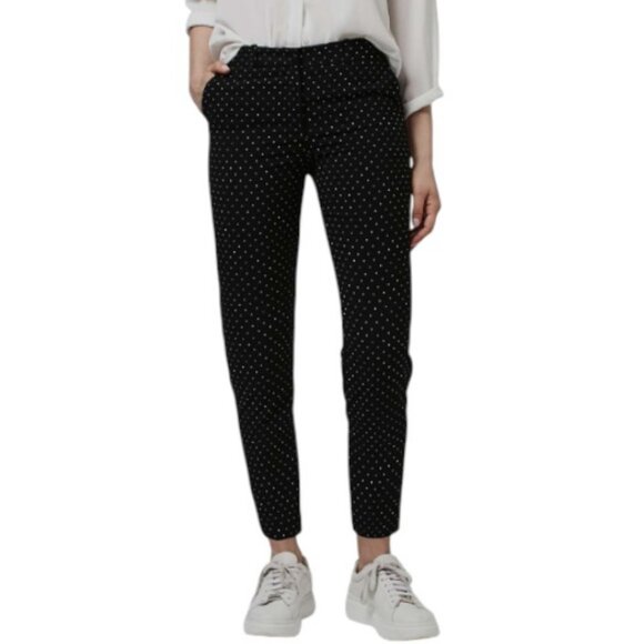 Reitmans black polka dots cropped slim fit trousers size 16P - Picture 1 of 6